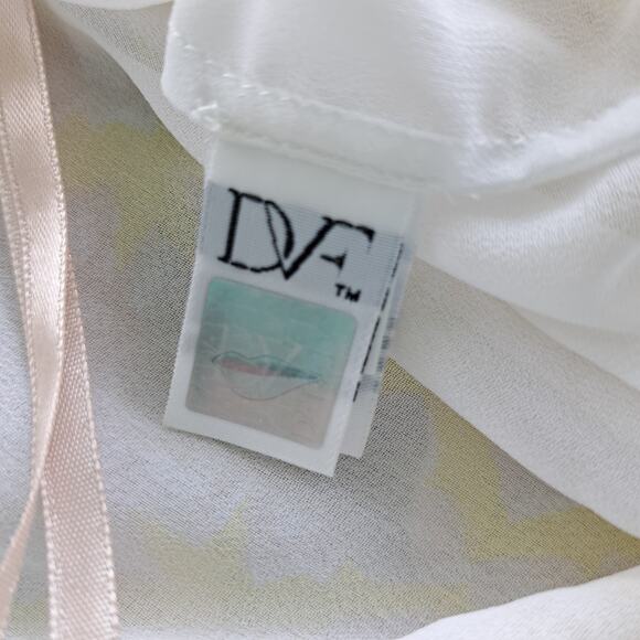 Diane Von Furstenberg Bryn Silk Chiffon Blouse Size 2 Yellow Beige Flowy Top - Picture 7 of 13